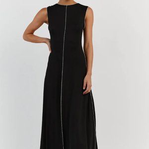 NWT DISSH XS SOHO BLACK SLEEVELESS MIDI DRESS